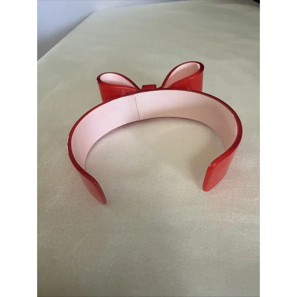 Vintage Red Bow Bangle Bracelet Red RARE